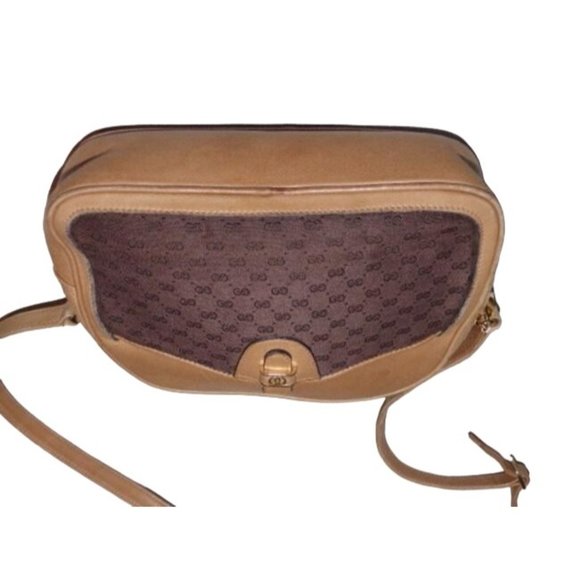 Gucci Vintage Crossbody Camel Leather And Brown Small G Logo Print - Picture 7 of 7